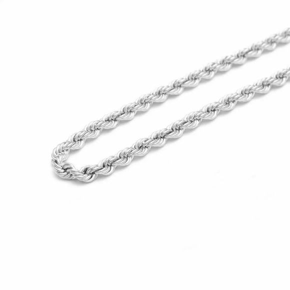 New 14K Real White Gold 4mm 30” Rope Chain - Picture 2 of 4